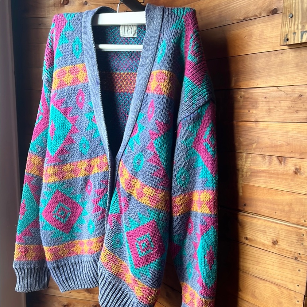 Vintage 1992  Colorful Geometric Cardigan
